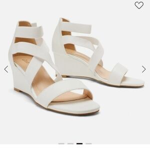 Dream Pairs Women's White Wedge Sandals